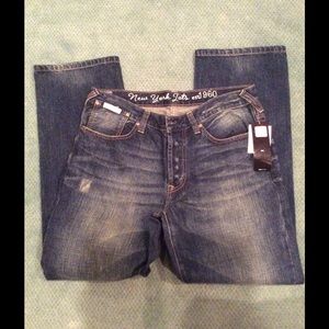 Men's NFL New York NY Jets Distressed Jeans 32x30